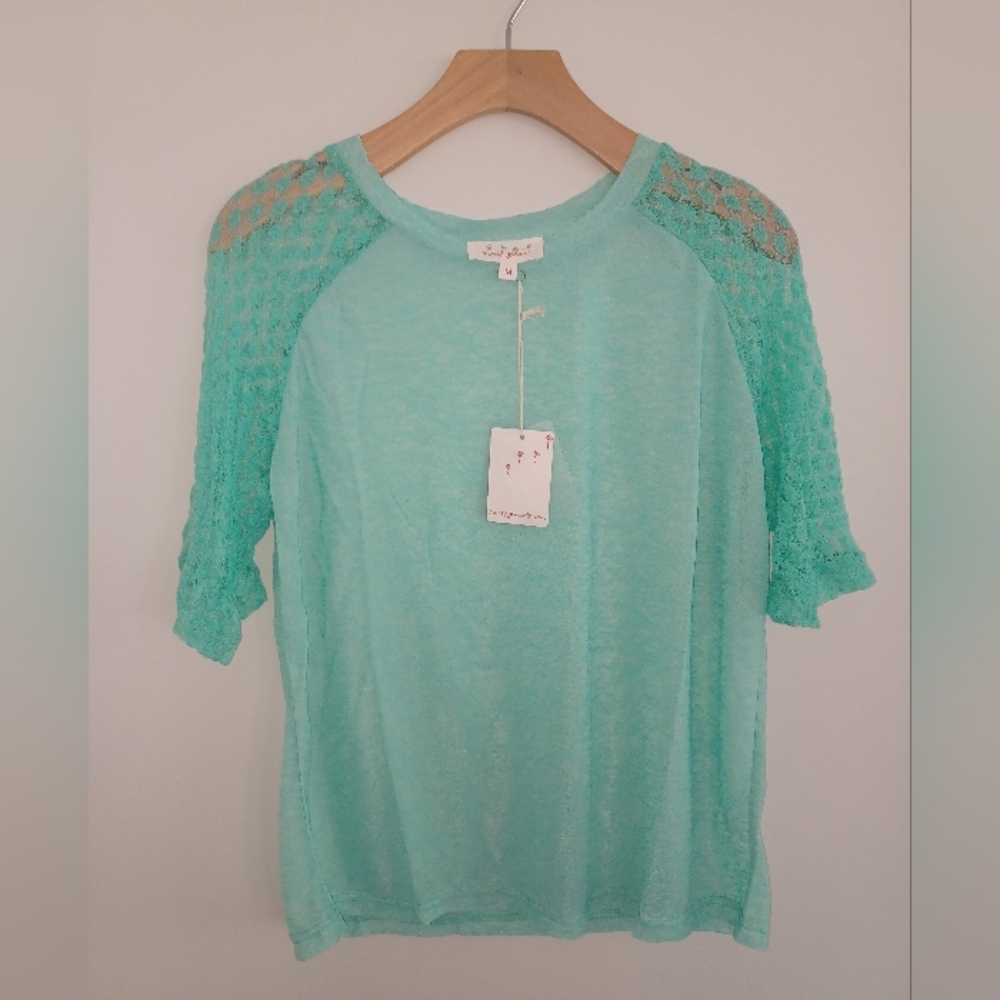 Mint Lace Sleeve Tshirt